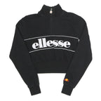 ELLESSEe Womens Black Ellesse Logo 1/4 Zip UK 6 Cropped Sweatshirt