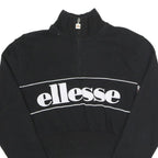 ELLESSEe Womens Black Ellesse Logo 1/4 Zip UK 6 Cropped Sweatshirt