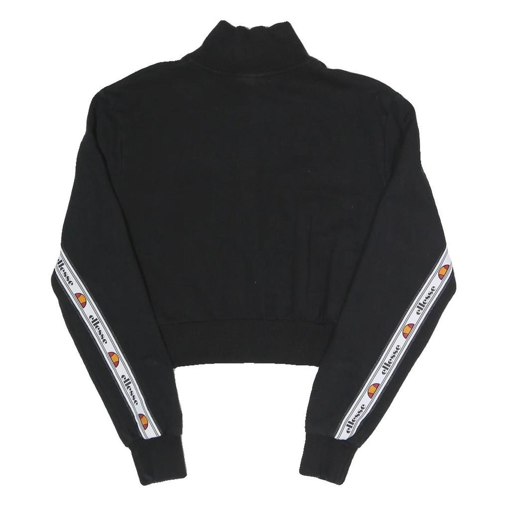 ELLESSEe Womens Black Ellesse Logo 1/4 Zip UK 6 Cropped Sweatshirt