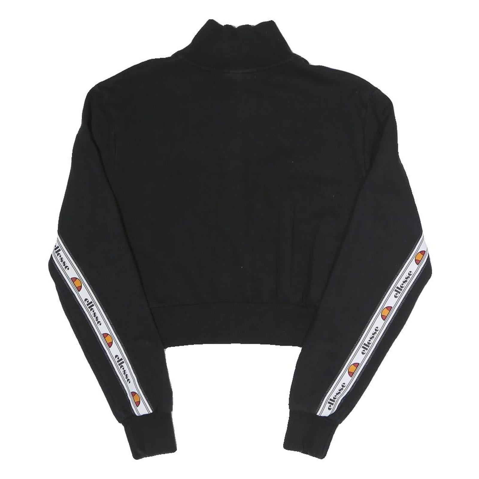 ELLESSEe Womens Black Ellesse Logo 1/4 Zip UK 6 Cropped Sweatshirt