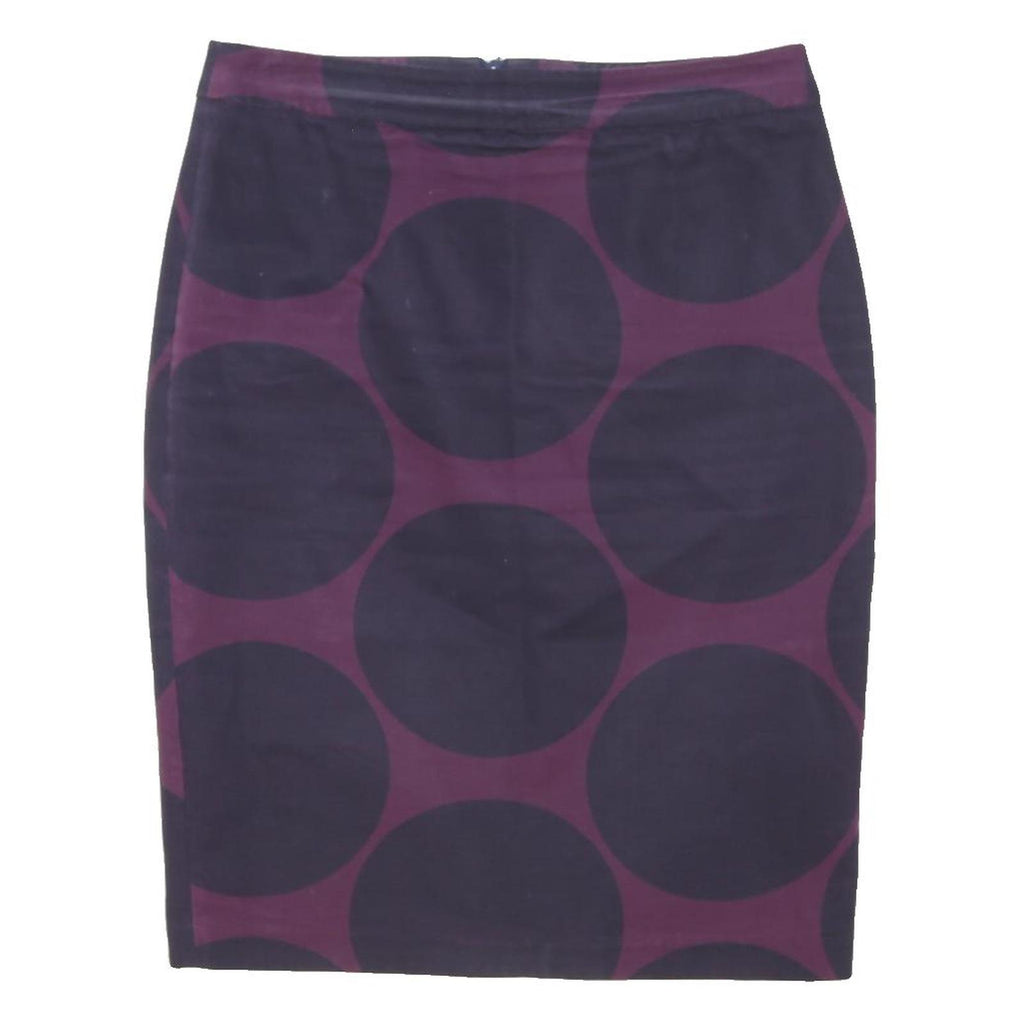 BODEN Womens Purple & Black Cotton Blend Pencil Knee Length Skirt M Polka Dot