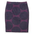 BODEN Womens Purple & Black Cotton Blend Pencil Knee Length Skirt M Polka Dot
