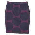 BODEN Womens Purple & Black Cotton Blend Pencil Knee Length Skirt M Polka Dot