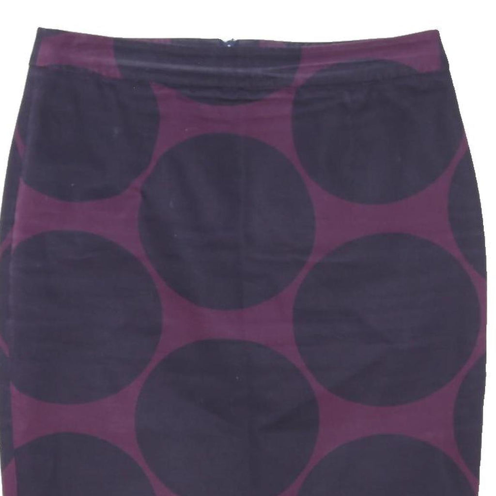 BODEN Womens Purple & Black Cotton Blend Pencil Knee Length Skirt M Polka Dot