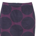BODEN Womens Purple & Black Cotton Blend Pencil Knee Length Skirt M Polka Dot