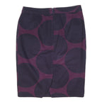BODEN Womens Purple & Black Cotton Blend Pencil Knee Length Skirt M Polka Dot