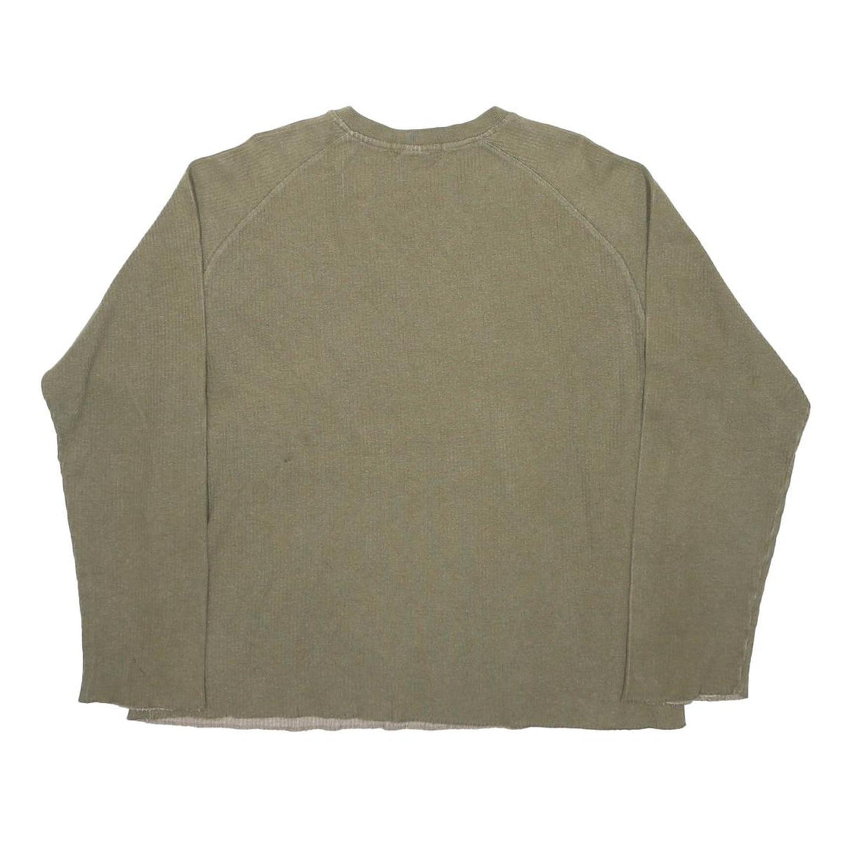 POLO RALPH LAUREN Womens Olive Plain Cotton Jumper V-Neck Basic Knit L Casual