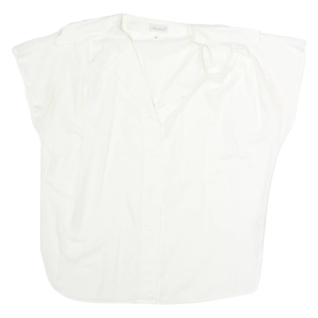 LARISSA Womens White Basic Shirt Short Sleeve Collared M Cotton Casual