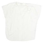 LARISSA Womens White Basic Shirt Short Sleeve Collared M Cotton Casual