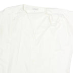 LARISSA Womens White Basic Shirt Short Sleeve Collared M Cotton Casual