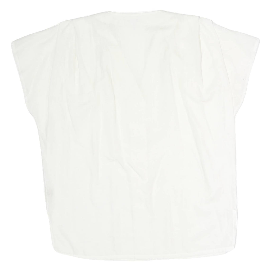 LARISSA Womens White Basic Shirt Short Sleeve Collared M Cotton Casual