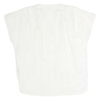 LARISSA Womens White Basic Shirt Short Sleeve Collared M Cotton Casual