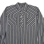 HIGH CLASS Mens Shirt Grey Striped Long Sleeve M