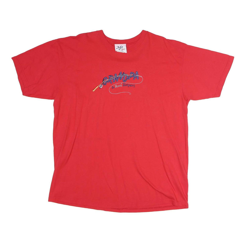 ME SPORT Mens Red Grandpa Graphic T-Shirt XL Short Sleeve Crew Neck Cotton