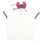 KAPPA Mens White Red & Blue Sailing Logo Short Sleeve Polo Shirt M Cotton Blend