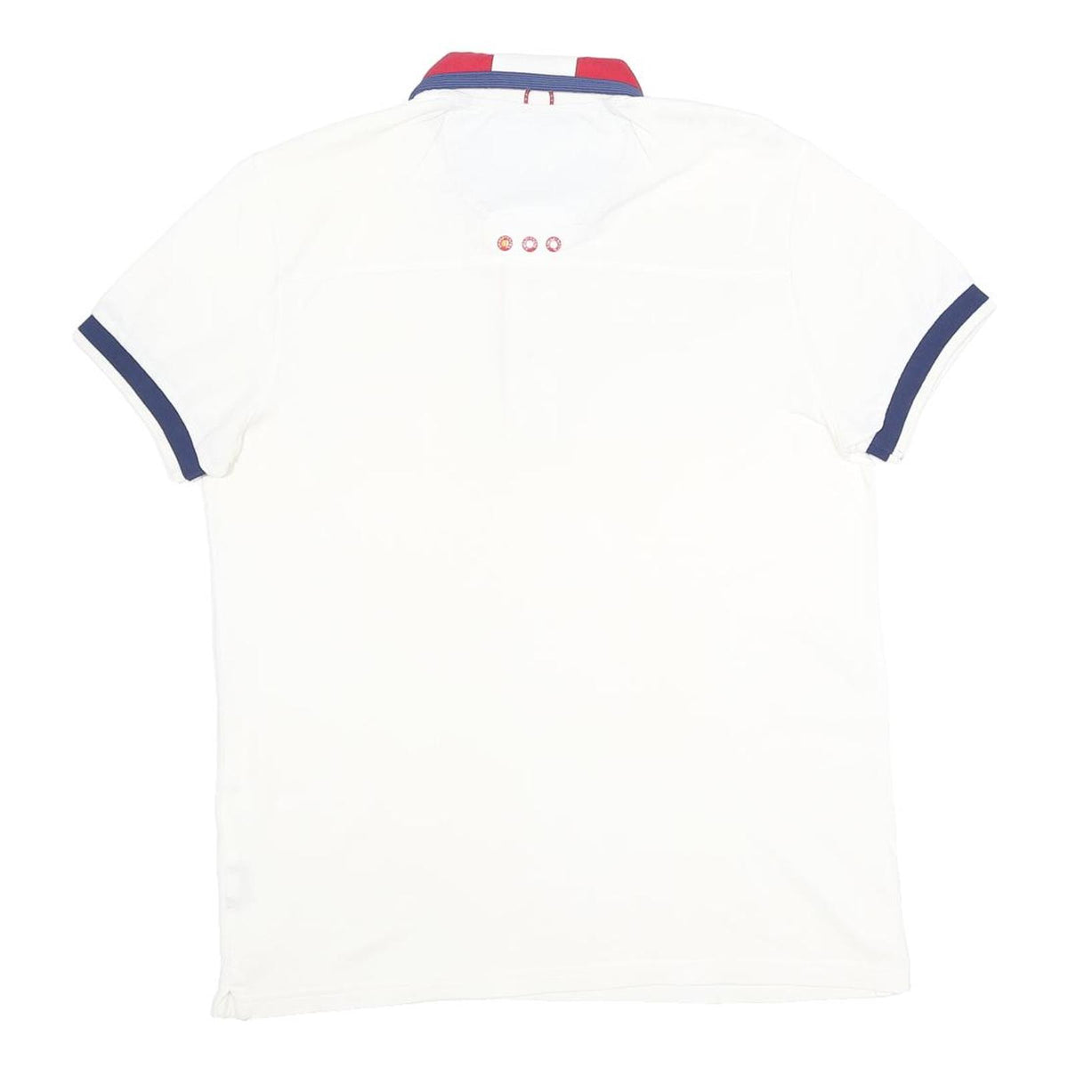 KAPPA Mens White Red & Blue Sailing Logo Short Sleeve Polo Shirt M Cotton Blend