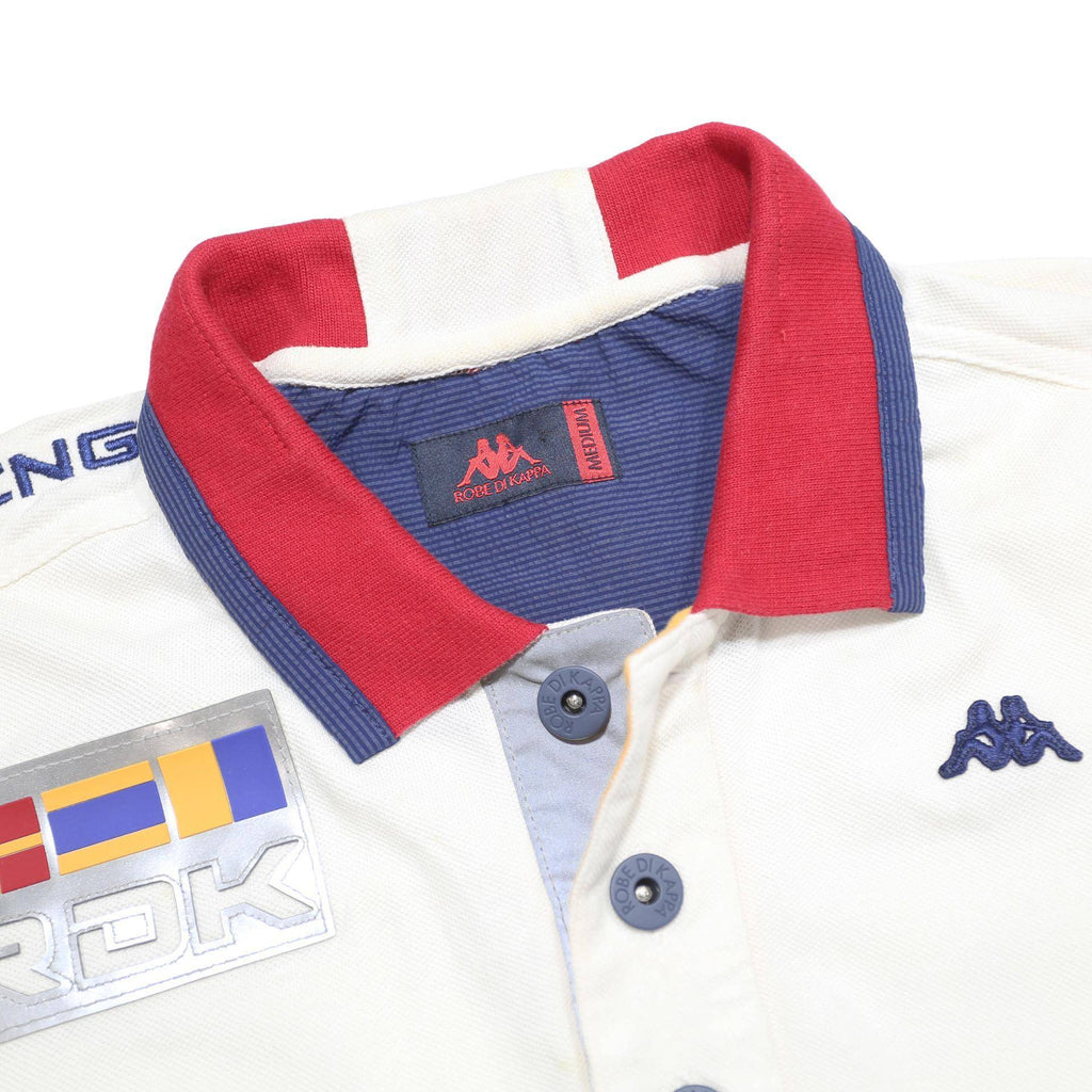 KAPPA Mens White Red & Blue Sailing Logo Short Sleeve Polo Shirt M Cotton Blend