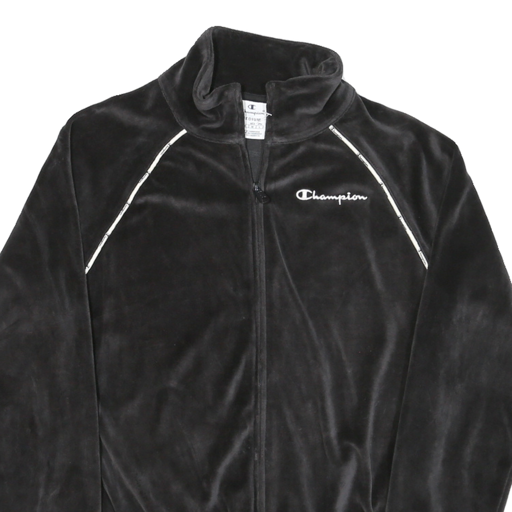 CHAMPION Womens Black Zip Jacket M Polyester Blend Plain Sports Casual Track