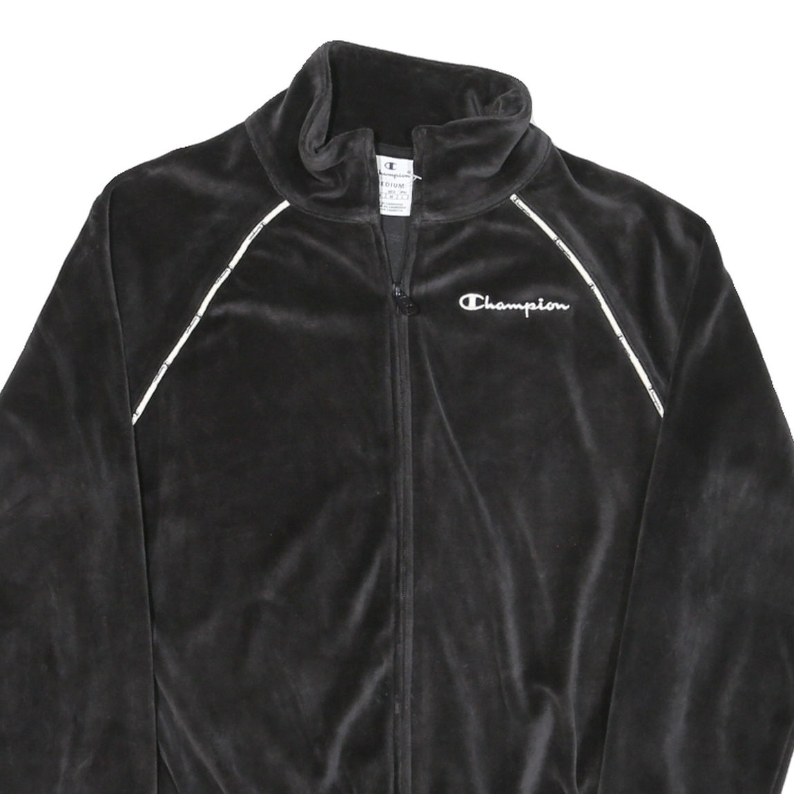 CHAMPION Womens Black Zip Jacket M Polyester Blend Plain Sports Casual Track