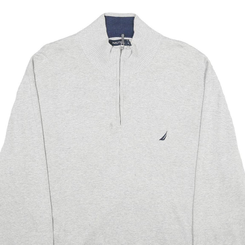 NAUTICA Mens Grey Plain Pullover Jumper 2XL Cotton Crew Neck Casual Knitwear