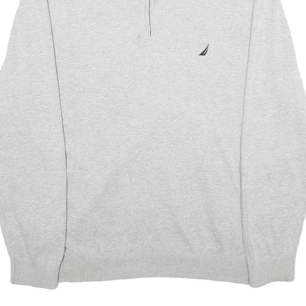 NAUTICA Mens Grey Plain Pullover Jumper 2XL Cotton Crew Neck Casual Knitwear