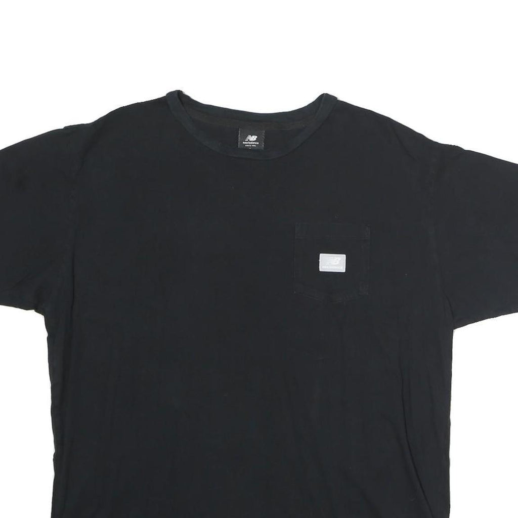 NEW BALANCE Mens Black Pocket T-Shirt L Short Sleeve Crew Neck Cotton Casual