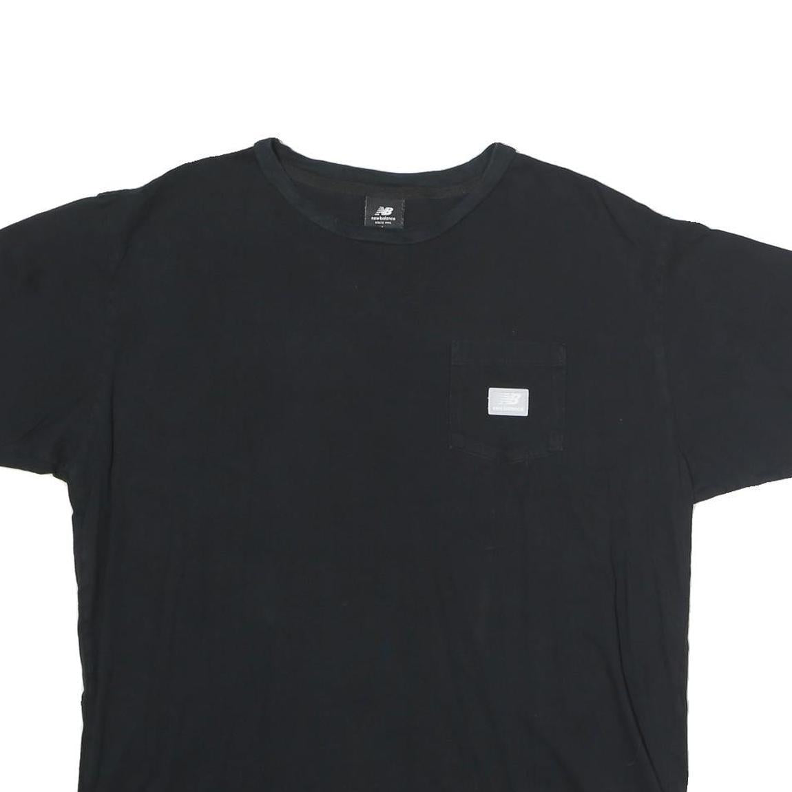 NEW BALANCE Mens Black Pocket T-Shirt L Short Sleeve Crew Neck Cotton Casual