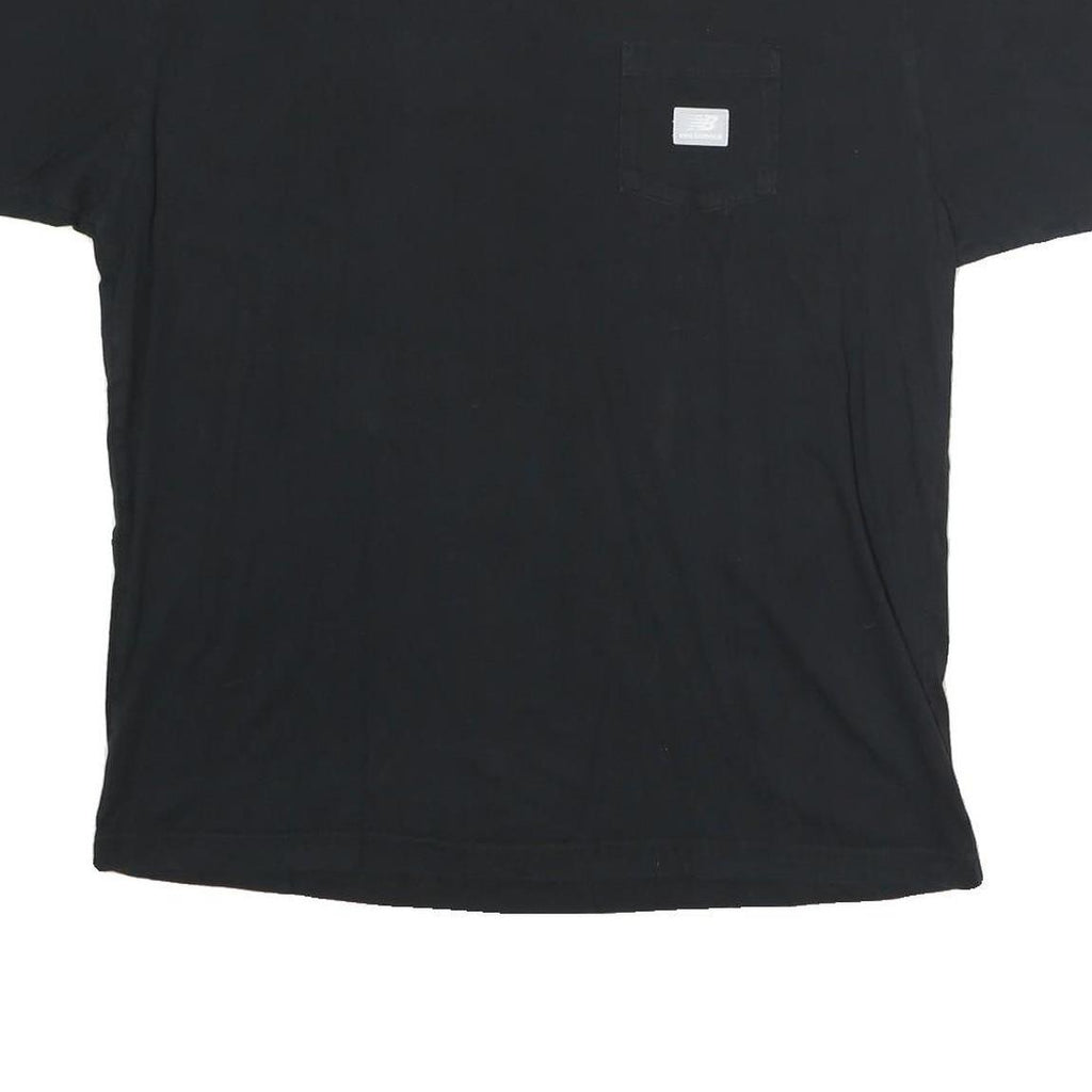 NEW BALANCE Mens Black Pocket T-Shirt L Short Sleeve Crew Neck Cotton Casual