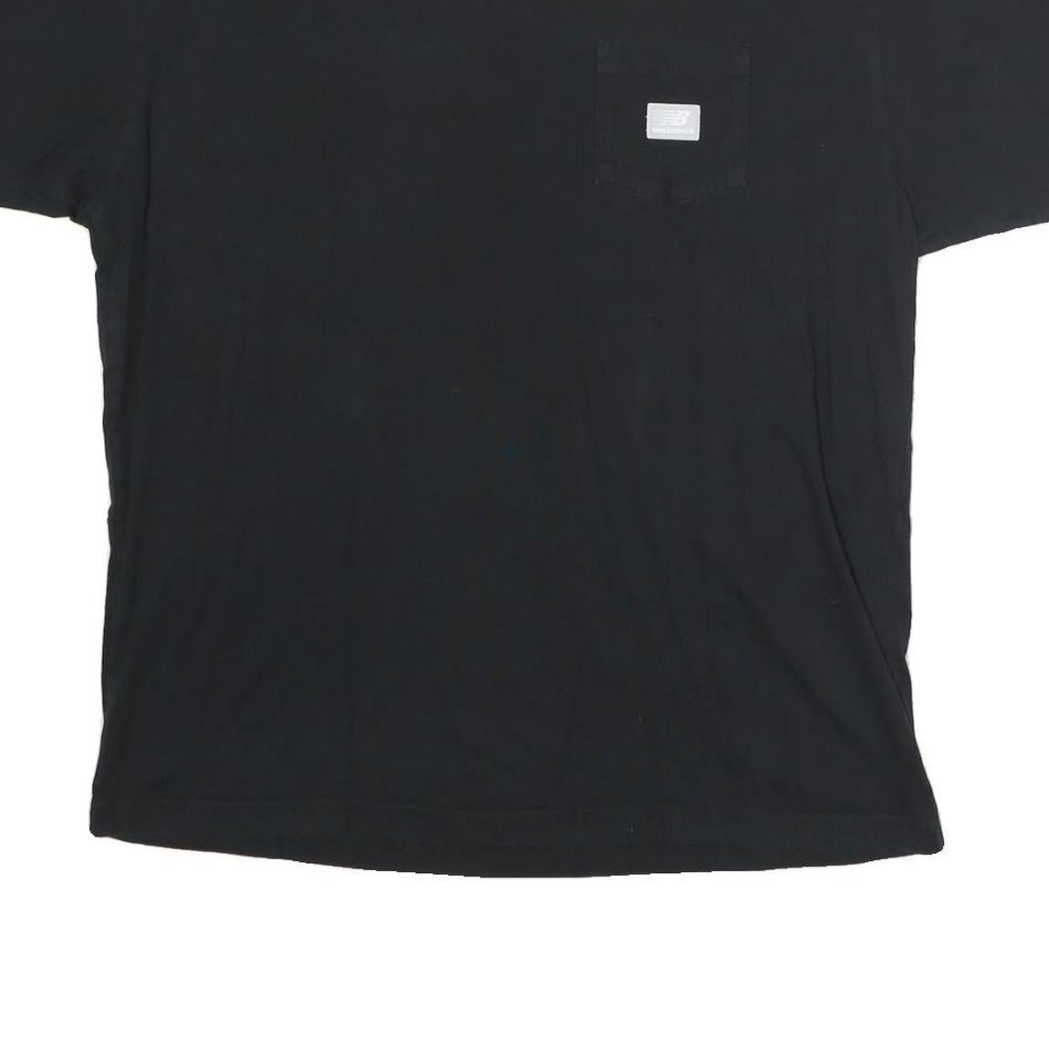NEW BALANCE Mens Black Pocket T-Shirt L Short Sleeve Crew Neck Cotton Casual