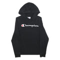 CHAMPION Mens Black Pullover Hoodie S Cotton Blend Logo Sweatshirt