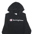 CHAMPION Mens Black Pullover Hoodie S Cotton Blend Logo Sweatshirt