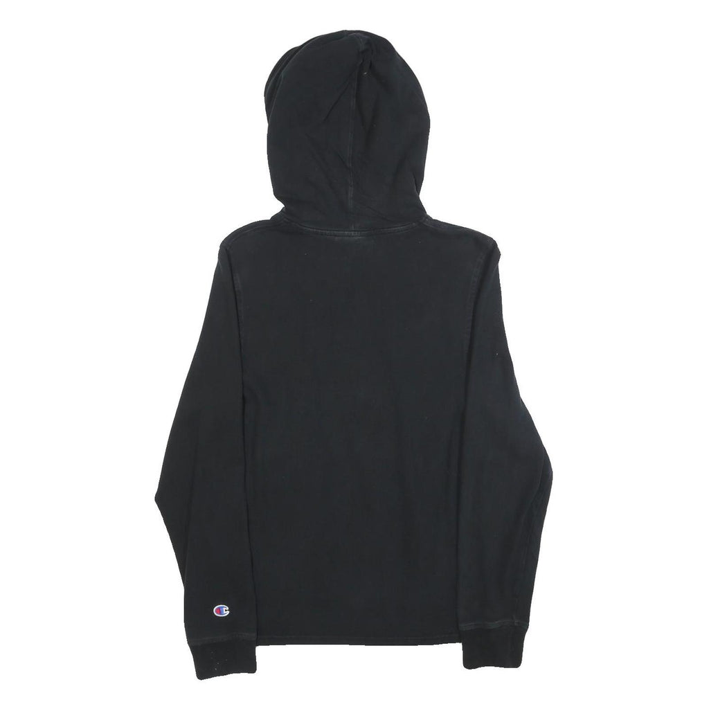 CHAMPION Mens Black Pullover Hoodie S Cotton Blend Logo Sweatshirt