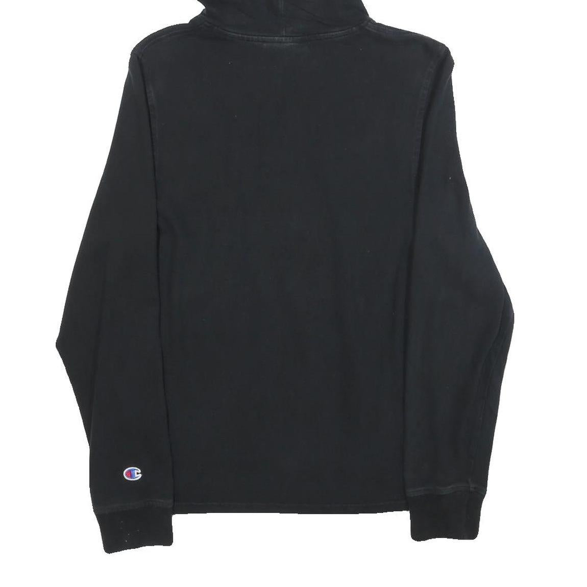 CHAMPION Mens Black Pullover Hoodie S Cotton Blend Logo Sweatshirt