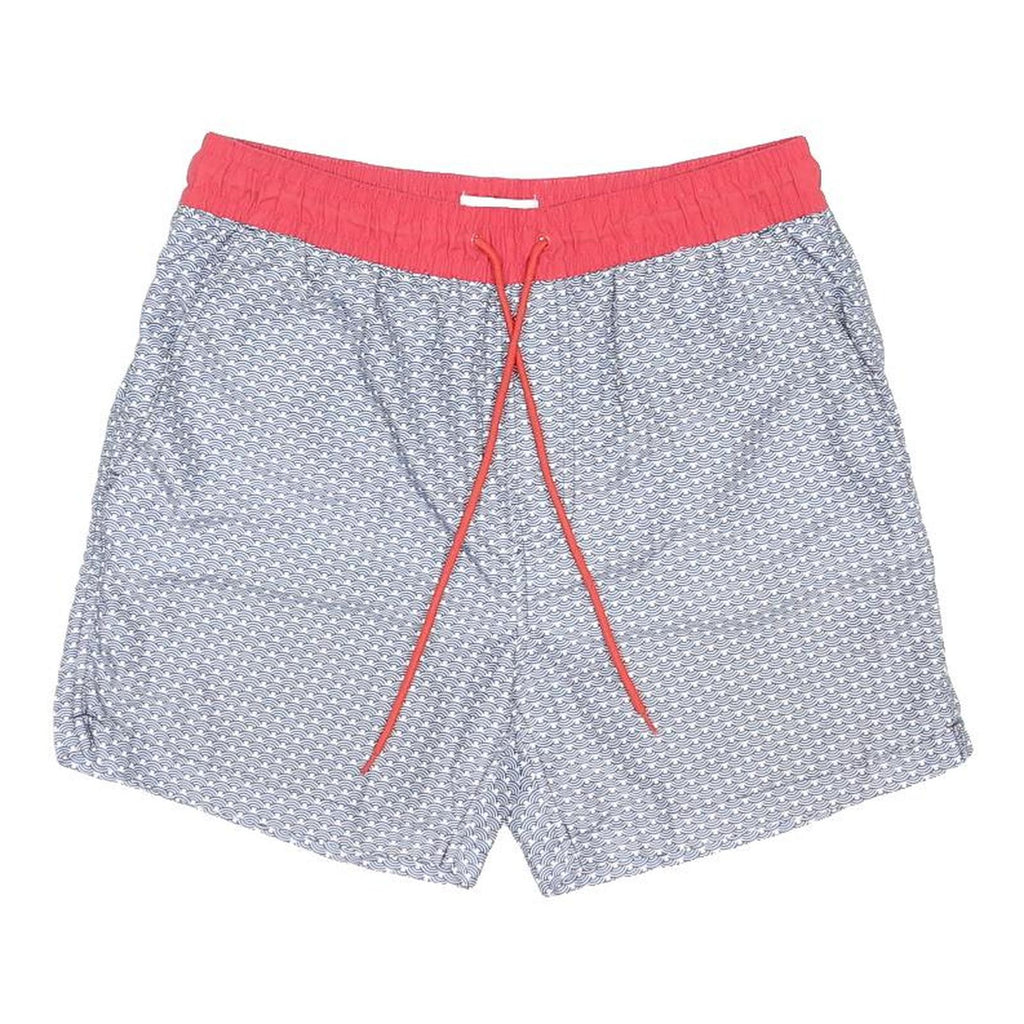THREADBARE Mens Swim Shorts Blue & Red Casual S W29 Polyamide Blend Drawstring