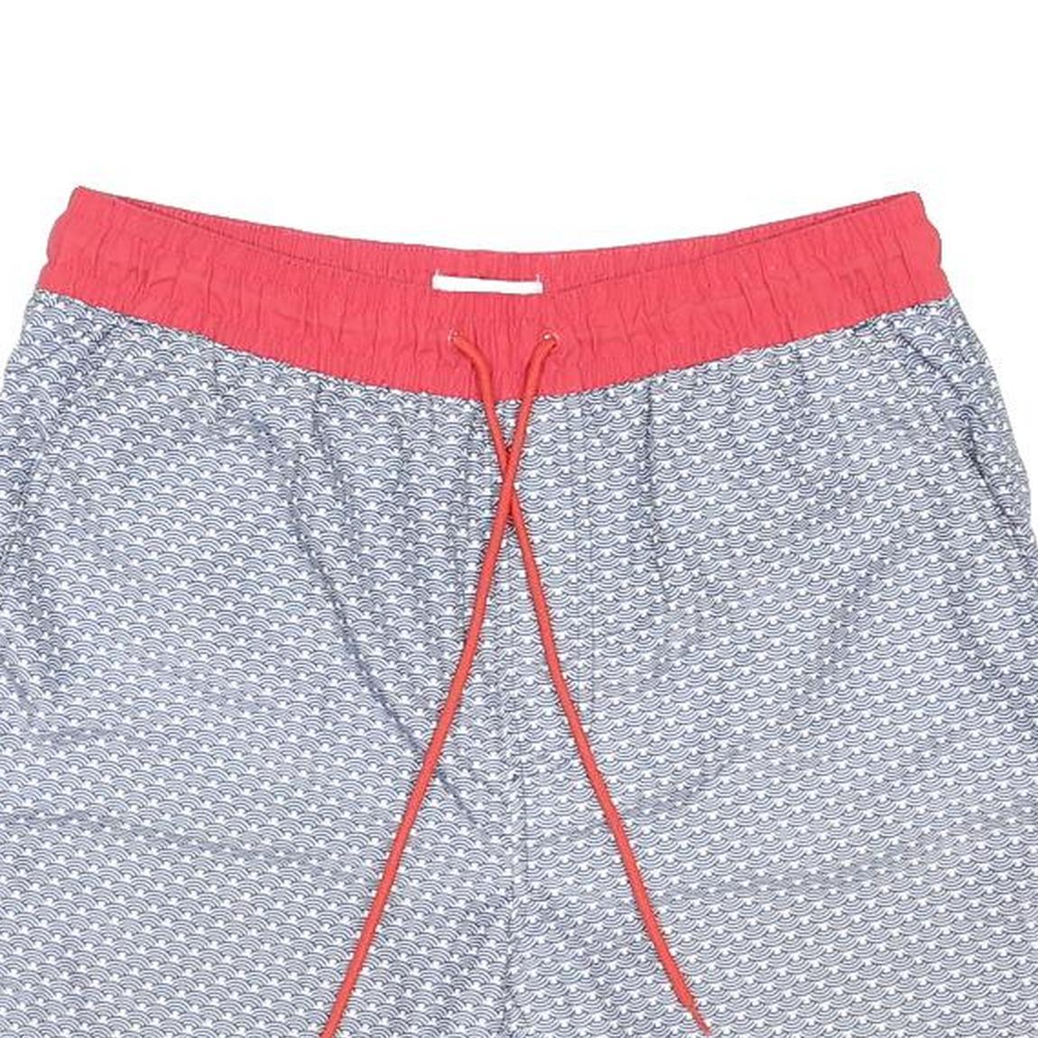 THREADBARE Mens Swim Shorts Blue & Red Casual S W29 Polyamide Blend Drawstring