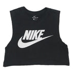 NIKE Womens Black Crop Sleeveless Crew Neck L Cotton Blend Logo Print