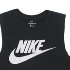 NIKE Womens Black Crop Sleeveless Crew Neck L Cotton Blend Logo Print