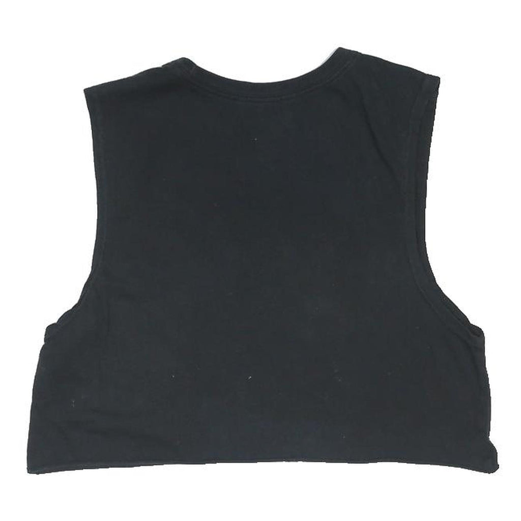 NIKE Womens Black Crop Sleeveless Crew Neck L Cotton Blend Logo Print