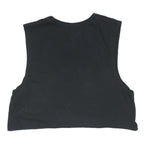NIKE Womens Black Crop Sleeveless Crew Neck L Cotton Blend Logo Print