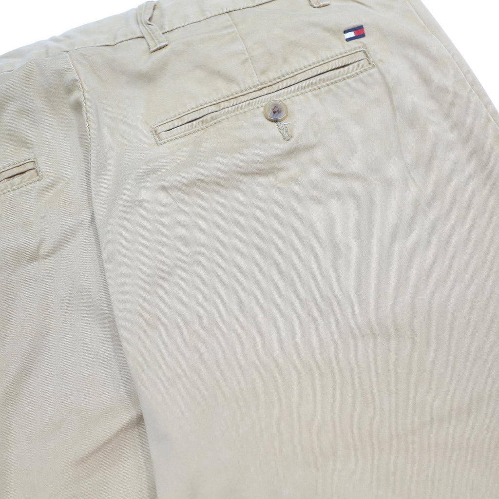 TOMMY HILFIGER Mens Cotton Beige Slim Straight Trousers W32 L32 Casual Wear