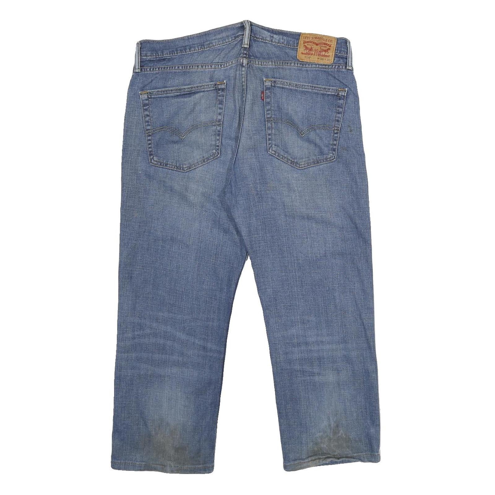 LEVI'S 514 Classic Mens Jeans Blue Cotton Blend Regular Straight Stone Wash W36