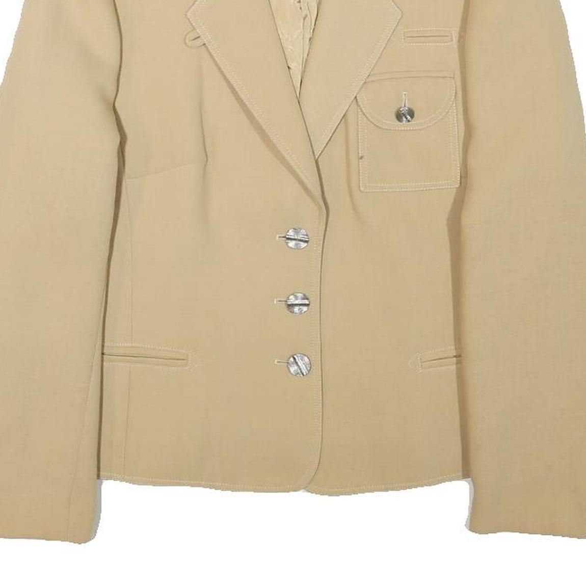 JOBIS Womens Beige Wool Blend Blazer Jacket XXS Button Closure Tailored Fit