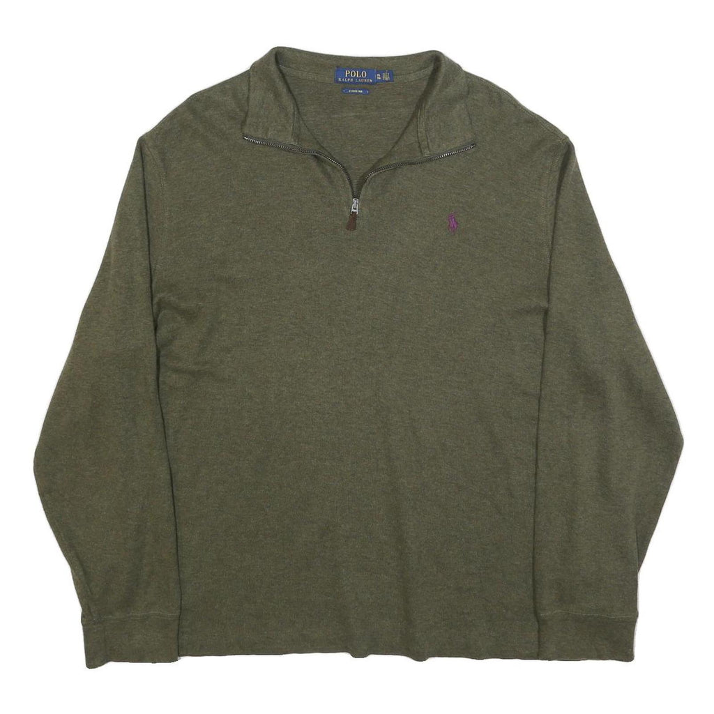 POLO RALPH LAUREN Mens Green Pullover Plain V-Neck Basic Knit XL Cotton Blend