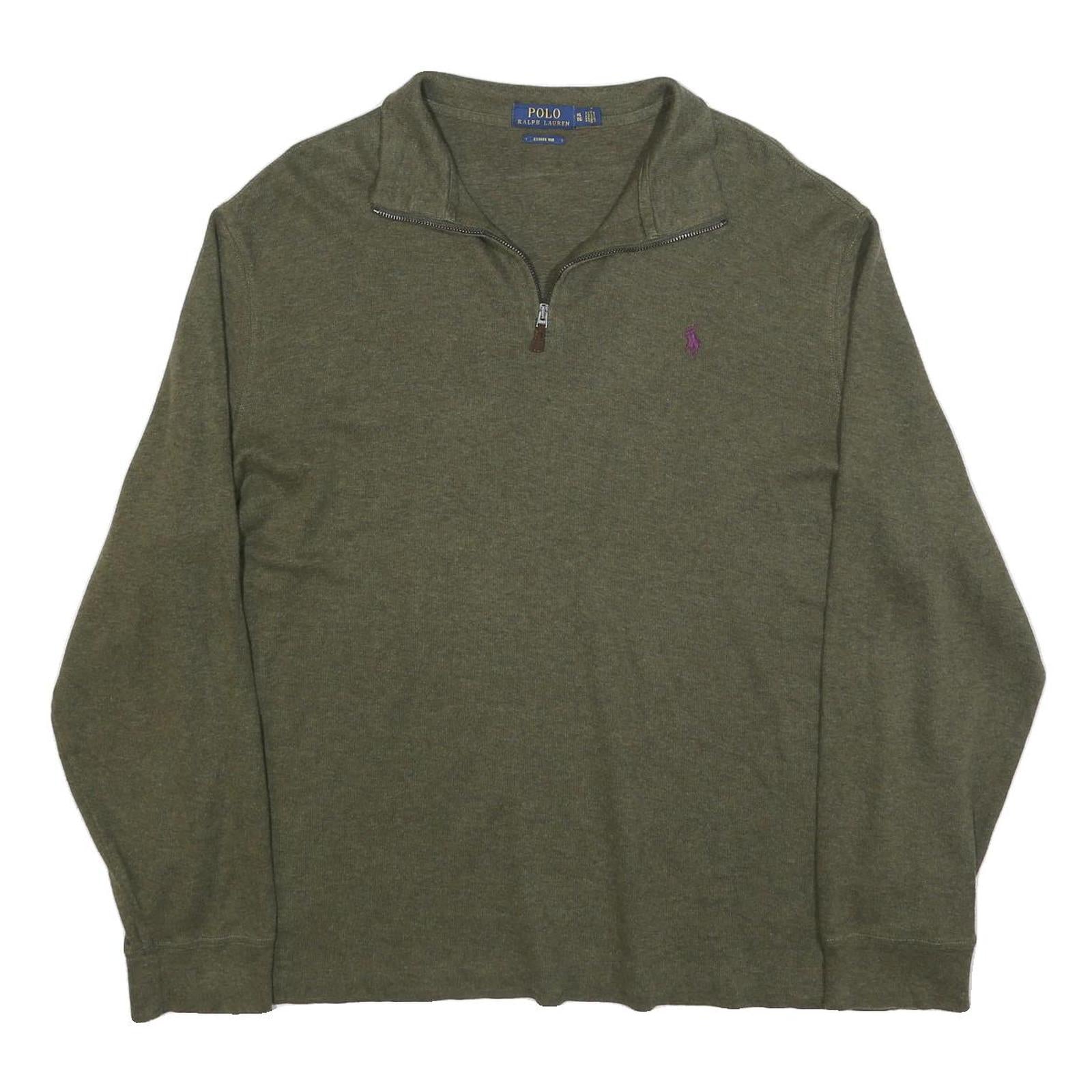 POLO RALPH LAUREN Mens Green Pullover Plain V-Neck Basic Knit XL Cotton Blend