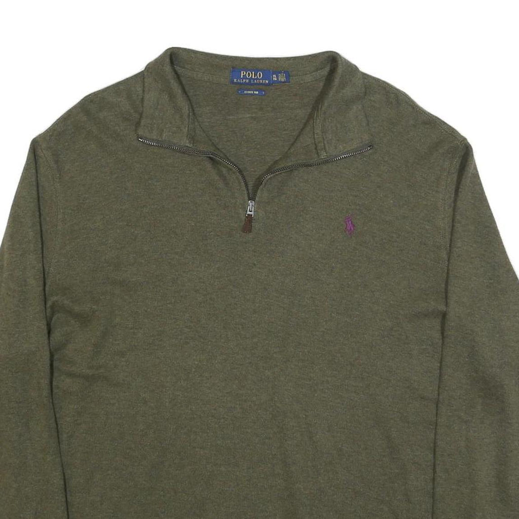 POLO RALPH LAUREN Mens Green Pullover Plain V-Neck Basic Knit XL Cotton Blend