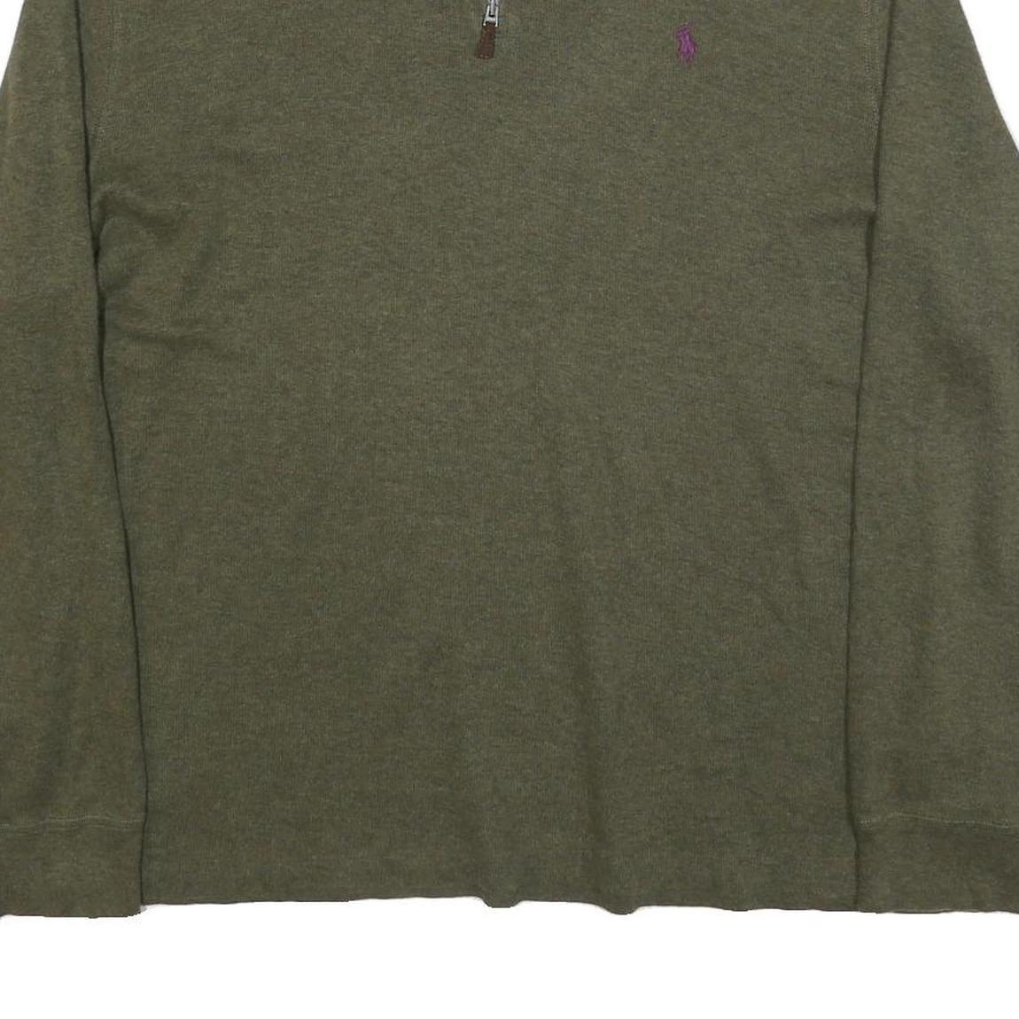 POLO RALPH LAUREN Mens Green Pullover Plain V-Neck Basic Knit XL Cotton Blend