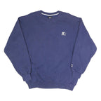 STARTER Mens Blue Crew Neck L Cotton Blend Sweatshirt Pullover Casual Retro