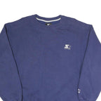 STARTER Mens Blue Crew Neck L Cotton Blend Sweatshirt Pullover Casual Retro