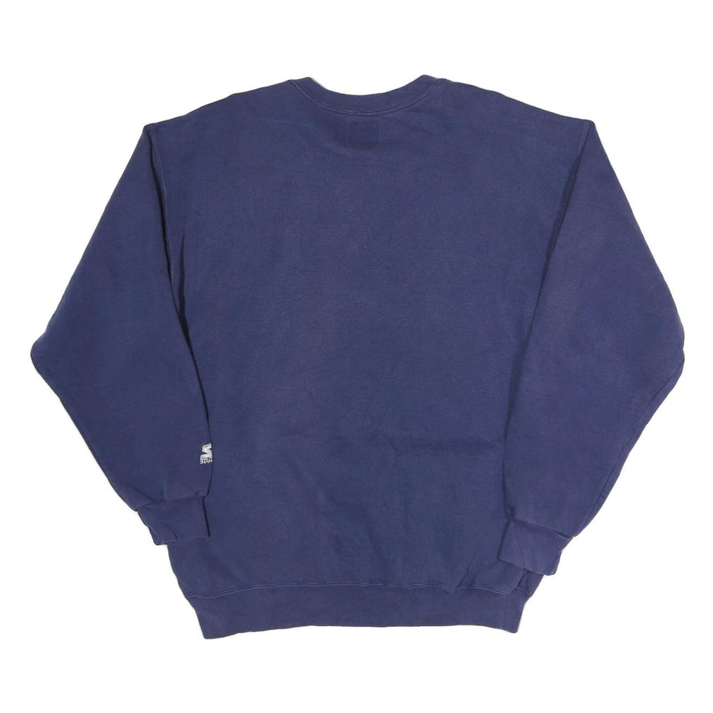 STARTER Mens Blue Crew Neck L Cotton Blend Sweatshirt Pullover Casual Retro