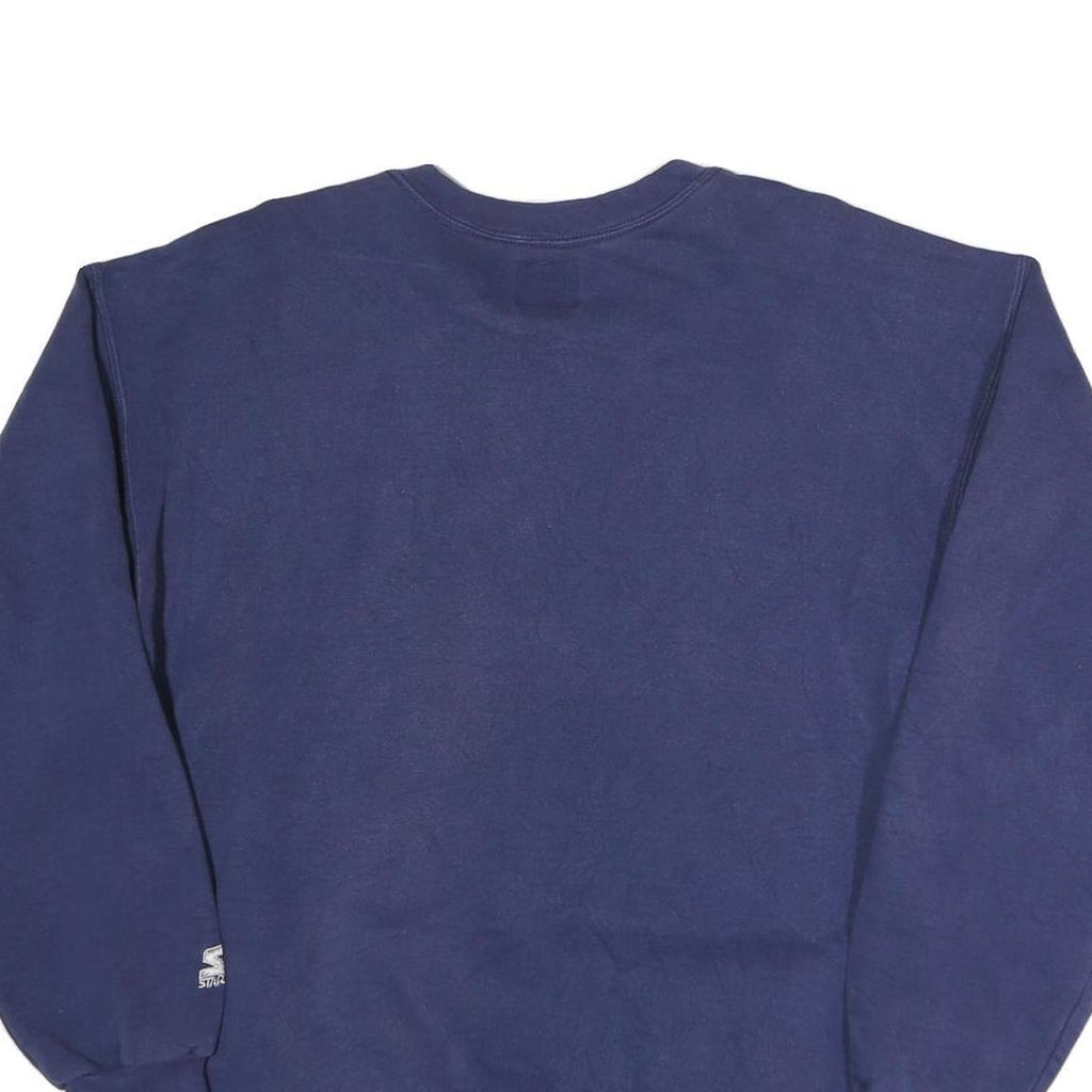 STARTER Mens Blue Crew Neck L Cotton Blend Sweatshirt Pullover Casual Retro